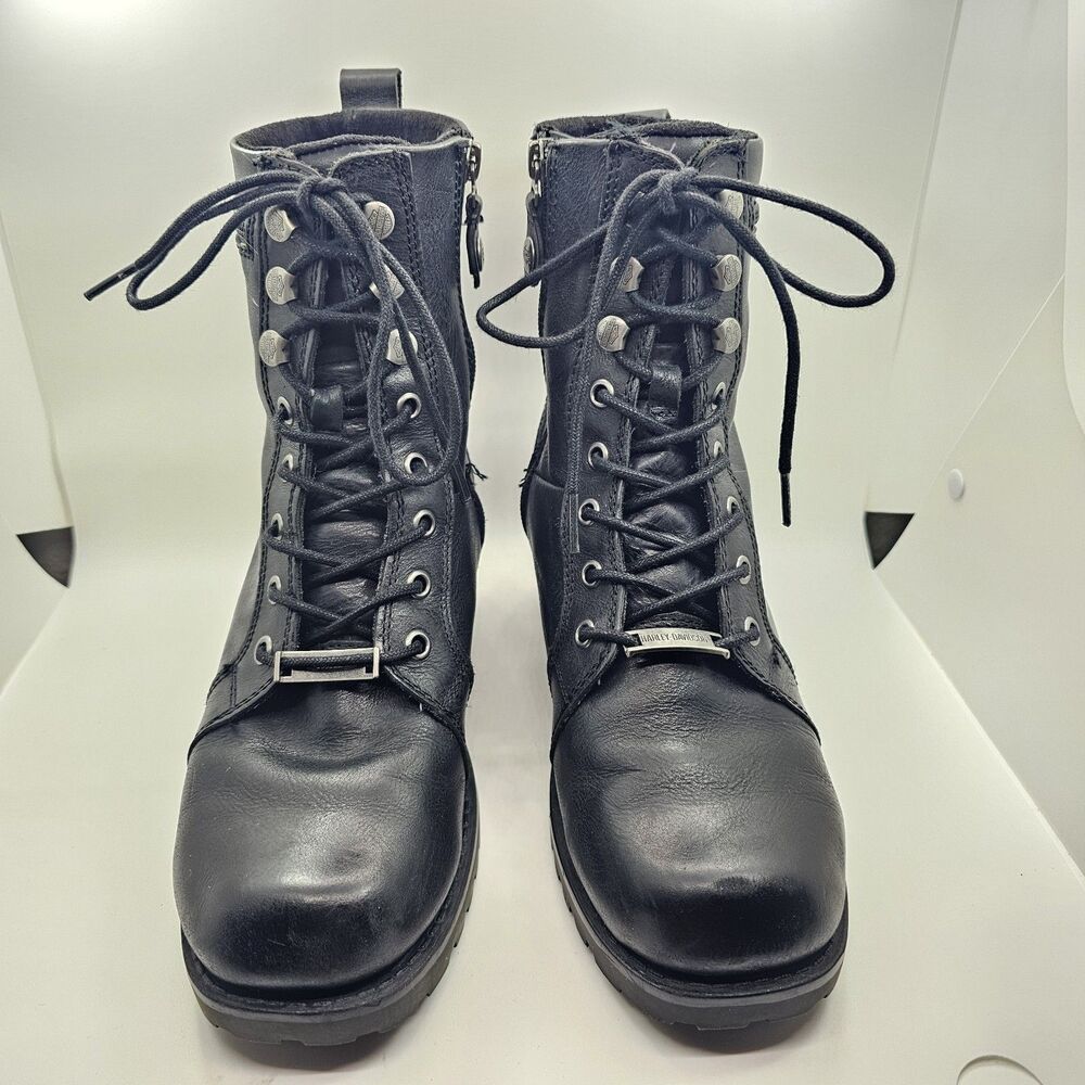 Women’s Harley Davidson Tessa Lace Up Side Zip Motorcycle Boots D85262 8M